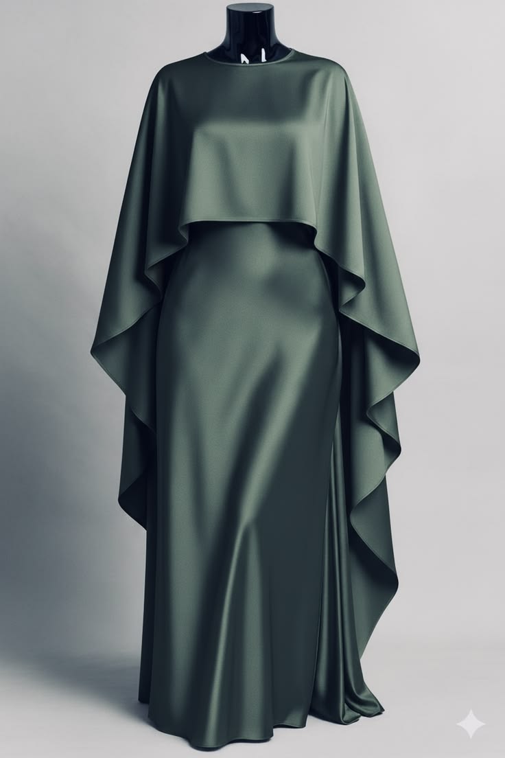 Sage Teal Luxury Flowing Gown